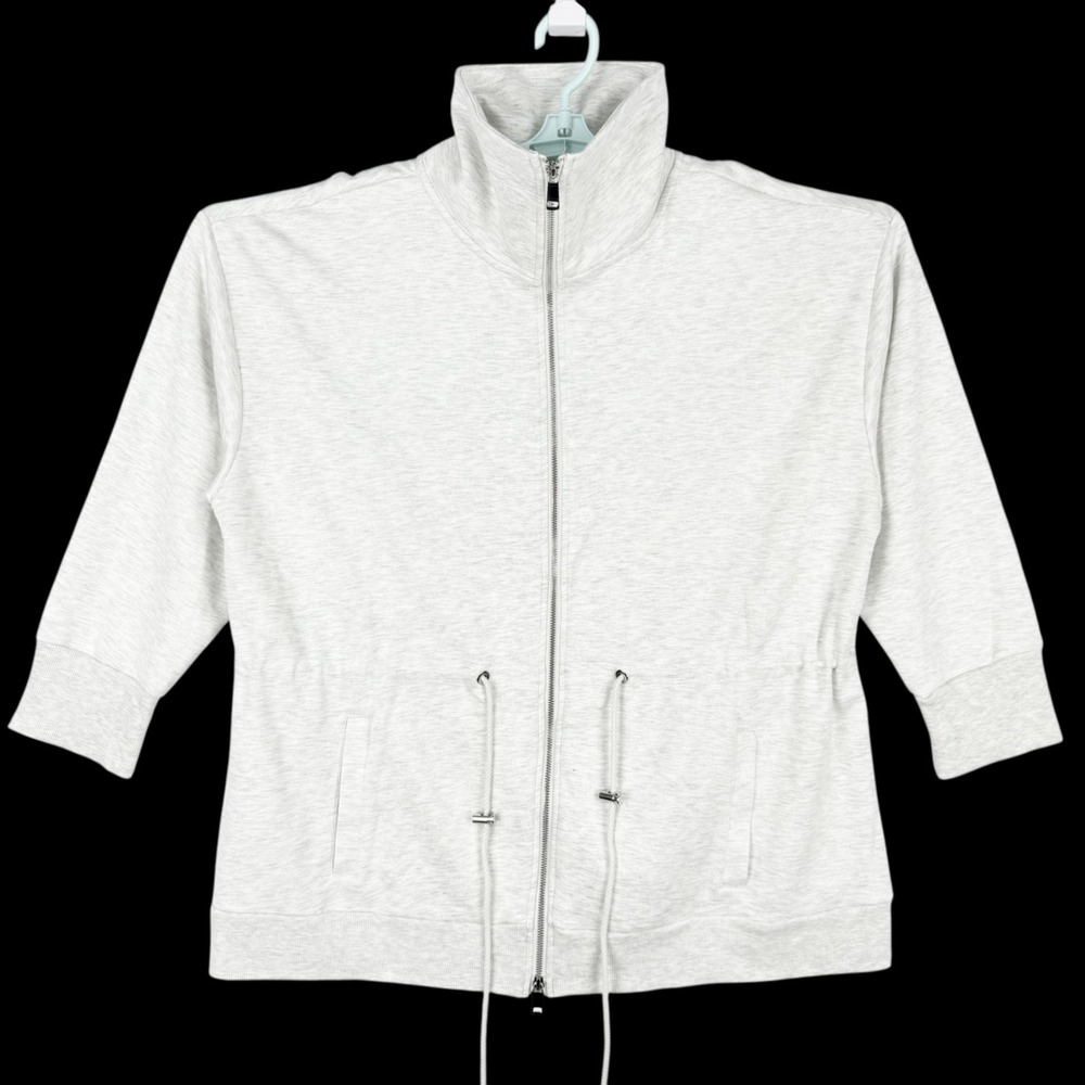 Magaschoni Women's Full Zip 3/4 Sleeve Drawstring Heather Grey  Jacket Sz 2X NWT